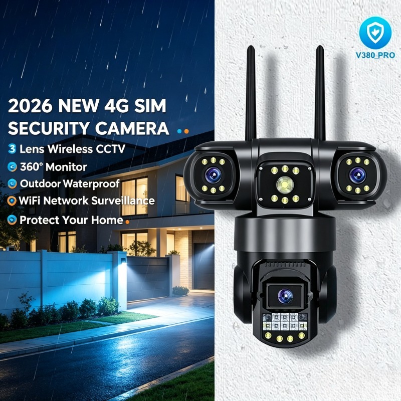 Home Yard Security Cameras - Kamera Keamanan 360° dengan 3 Lensa