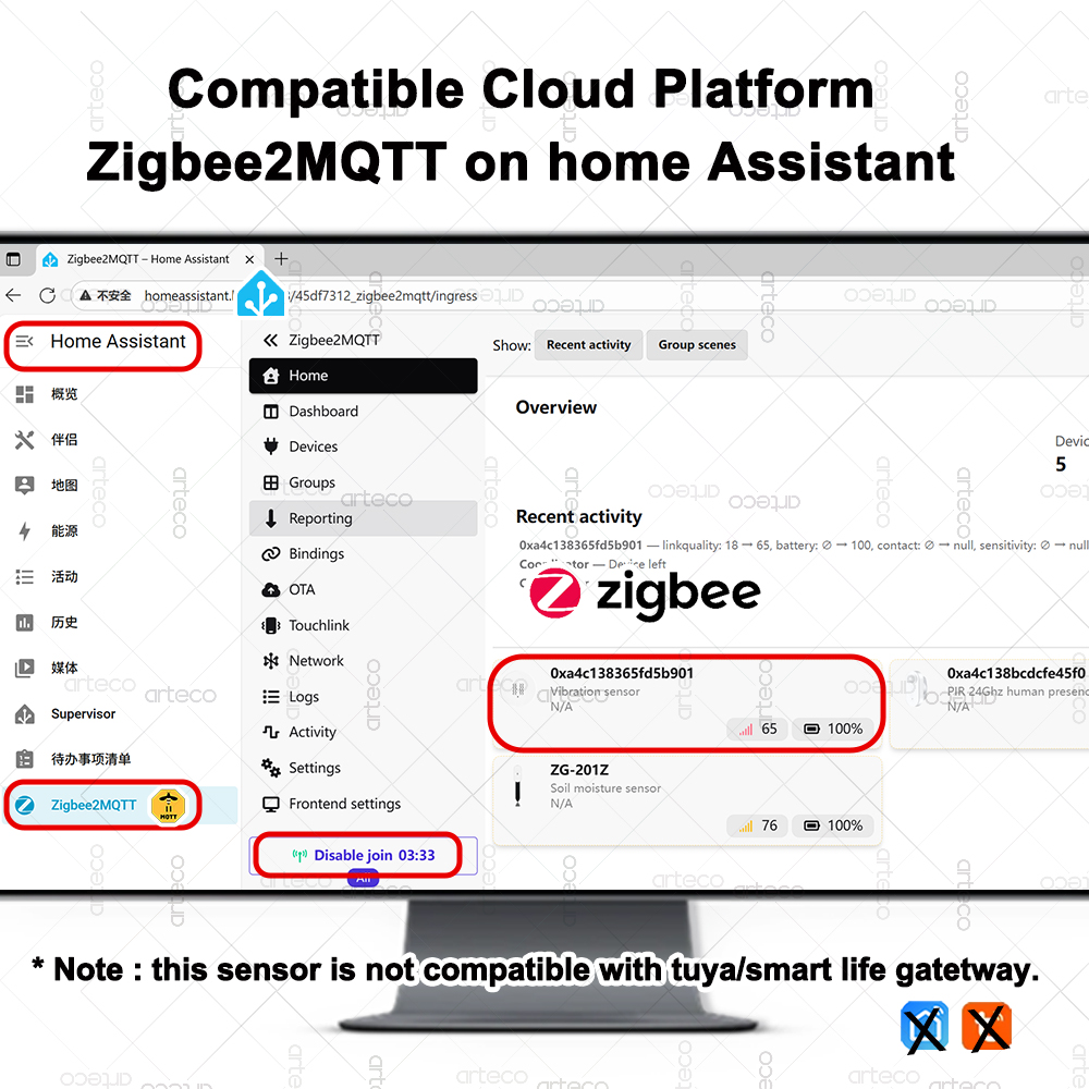 Sensor Getaran ZigBee 3.0 Cerd - Home Security With Alarm ulasan dan harga