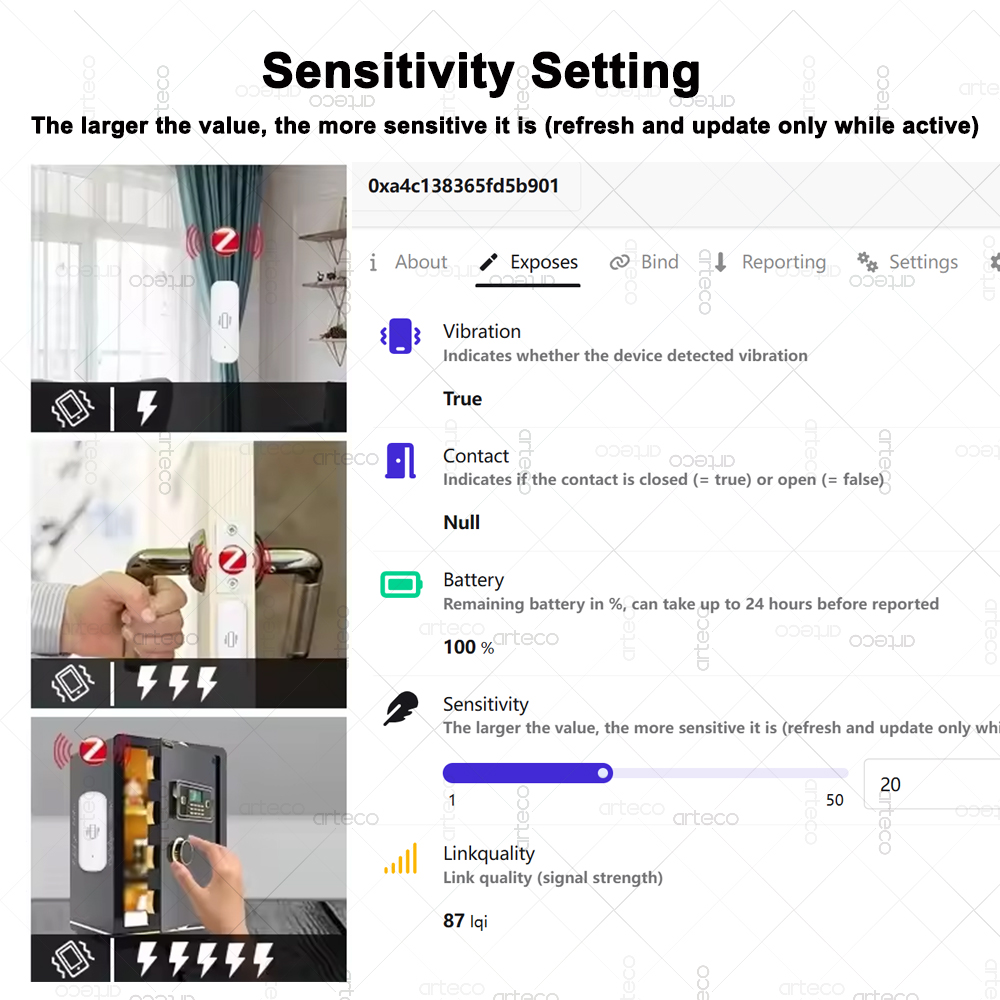Sensor Getaran ZigBee 3.0 Cerd - Home Security With Alarm ulasan dan harga