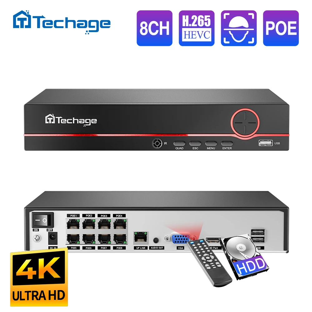 Techage H.265 8CH PoE Network  - Home Security With Cameras ulasan dan harga