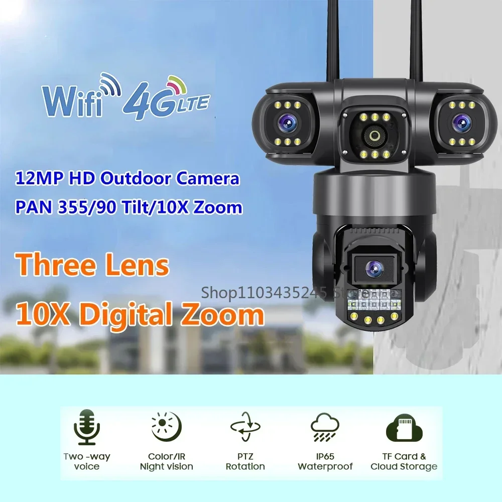 Kamera Pengawas Wifi 4G 3-Lens - Home Yard Security Cameras ulasan dan harga