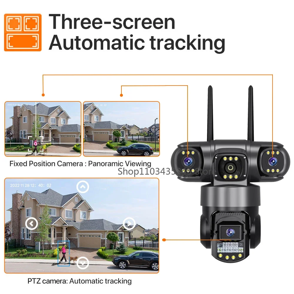 Kamera Pengawas Wifi 4G 3-Lens - Home Yard Security Cameras ulasan dan harga
