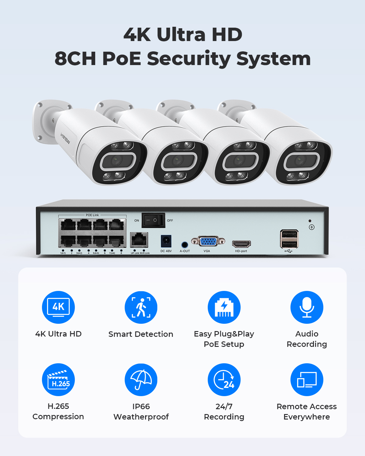 H.View 4K 5Mp 8Mp Poe Sistem K - Home Security Group ulasan dan harga