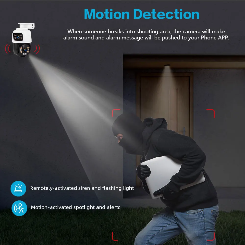 Kamera Keamanan PTZ POE 8MP Lu - Home Yard Security Cameras ulasan dan harga