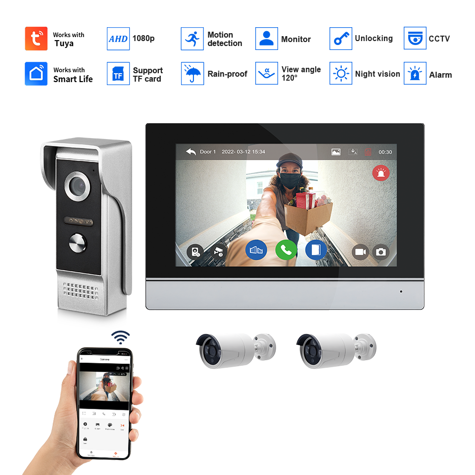 Layar IPS 7 Inci 2MP Tuya Kont - Home Security Group ulasan dan harga